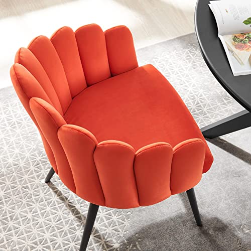 Modway Vanguard Performance Velvet Channel Tufted Dining Chair in Black Orange