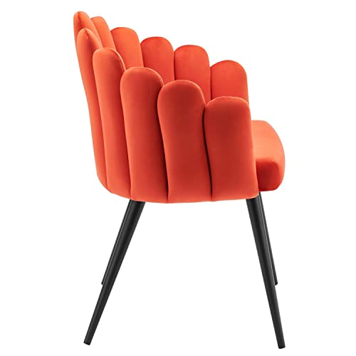 Modway Vanguard Performance Velvet Channel Tufted Dining Chair in Black Orange