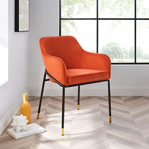 modway jovi performance velvet dining armchair in black orange