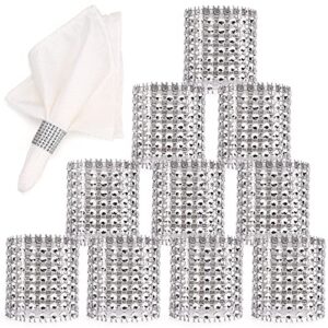 eakor mirilor 150pcs napkin rings, bling napkin rings buckles for table decorations, a silver