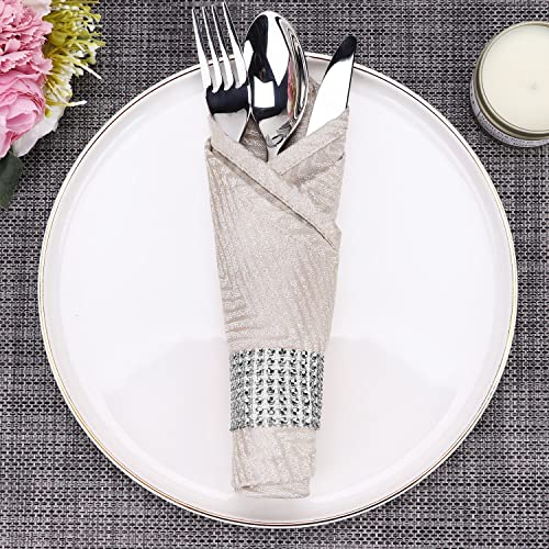 Eakor Mirilor 150pcs Napkin Rings, Bling Napkin Rings Buckles for Table Decorations, A silver