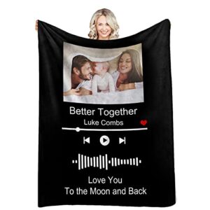 simieek custom blanket personalized photos text collage with spotif customized picture throws blankets for couple lover adults family birthday, 50x40 inches