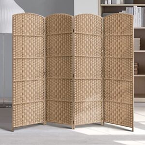 room divider 4 panel, krute 6ft 19.7" wide partition folding screen room dividers freestanding, indoor portable partition screen, diamond double-weaved,no installation required（wood color）
