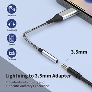 AUDIANO Lightning to 3.5 mm Headphone Jack Adapter, [Apple MFi Certified] iPhone 3.5mm Headphones/Earphones Jack Aux Audio Dongle Adapter Compatible for iPhone 13/13 Pro/12/12 Pro Max/11/X/XR/XS