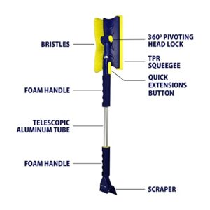 MICHELIN 2 Pack Colossal Extendable 34-49” Snow Brush for Trucks, Swivel Head, Squeegee, Ice Scraper, Ergonomic, Scratch Free Auto Window Snowbrush, Windshield Broom for Car, SUV