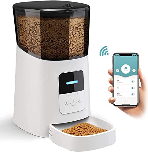 PUREVACY Automatic Cat Feeders with App. 6L Capacity Automatic Cat Food Dispenser with Programmable Timer, Voice Recorder. WiFi Cat Feeder Automatic. Automatic Pet Feeder for Dry Food