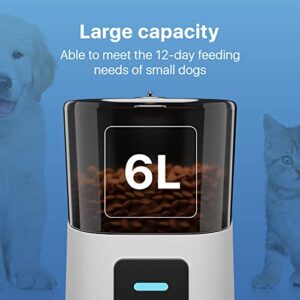 PUREVACY Automatic Cat Feeders with App. 6L Capacity Automatic Cat Food Dispenser with Programmable Timer, Voice Recorder. WiFi Cat Feeder Automatic. Automatic Pet Feeder for Dry Food