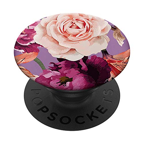 Cute Floral Purple Flower Pattern Phone Popper PopSockets Swappable PopGrip