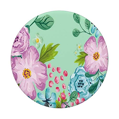 Purple Flowers Green Leaves Floral Phone Popper PopSockets Swappable PopGrip