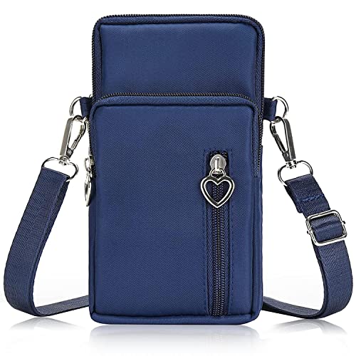 Women Cell Phone Purse Wristband Sport Armband Wallet Travel Crossbody Cell Phone Purse for Galaxy S10 Plus S9 Plus A50 A7 J7,OnePlus 6T,HTC U12 (Blue)