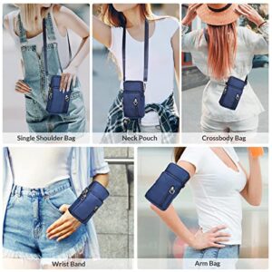 Women Cell Phone Purse Wristband Sport Armband Wallet Travel Crossbody Cell Phone Purse for Galaxy S10 Plus S9 Plus A50 A7 J7,OnePlus 6T,HTC U12 (Blue)