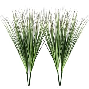 artflower artificial plants 23.6" onion grass greenery plastic wheat grass bushes faux greenery shrubs fake outdoor plants for home office room indoor outside gardening decor, 4 pack