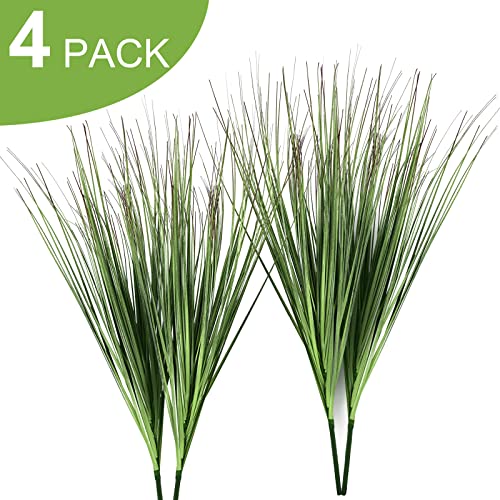 Artflower Artificial Plants 23.6" Onion Grass Greenery Plastic Wheat Grass Bushes Faux Greenery Shrubs Fake Outdoor Plants for Home Office Room Indoor Outside Gardening Decor, 4 Pack