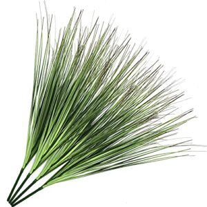 Artflower Artificial Plants 23.6" Onion Grass Greenery Plastic Wheat Grass Bushes Faux Greenery Shrubs Fake Outdoor Plants for Home Office Room Indoor Outside Gardening Decor, 4 Pack