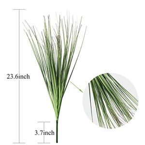 Artflower Artificial Plants 23.6" Onion Grass Greenery Plastic Wheat Grass Bushes Faux Greenery Shrubs Fake Outdoor Plants for Home Office Room Indoor Outside Gardening Decor, 4 Pack