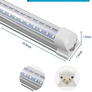 LED Shop Light 2ft, 24W 2500LM 6000K, T8 Led Garage Light, Clear Cover Linkable LED Tube Lights, Shop Lights for Room,Workbencha, Warehouse, V Shape LED Ceiling Lights, Basement, Plug & Play 4-Pack