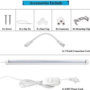 LED Shop Light 2ft, 24W 2500LM 6000K, T8 Led Garage Light, Clear Cover Linkable LED Tube Lights, Shop Lights for Room,Workbencha, Warehouse, V Shape LED Ceiling Lights, Basement, Plug & Play 4-Pack