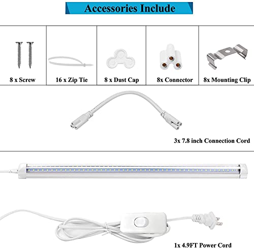 LED Shop Light 2ft, 24W 2500LM 6000K, T8 Led Garage Light, Clear Cover Linkable LED Tube Lights, Shop Lights for Room,Workbencha, Warehouse, V Shape LED Ceiling Lights, Basement, Plug & Play 4-Pack