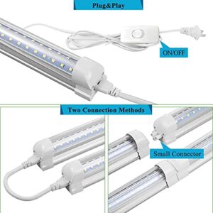 LED Shop Light 2ft, 24W 2500LM 6000K, T8 Led Garage Light, Clear Cover Linkable LED Tube Lights, Shop Lights for Room,Workbencha, Warehouse, V Shape LED Ceiling Lights, Basement, Plug & Play 4-Pack