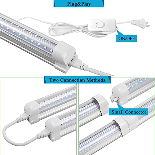 LED Shop Light 2ft, 24W 2500LM 6000K, T8 Led Garage Light, Clear Cover Linkable LED Tube Lights, Shop Lights for Room,Workbencha, Warehouse, V Shape LED Ceiling Lights, Basement, Plug & Play 4-Pack