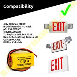 (5 Pack) CXL6VBXT Battery 4.8v 700mAh Ni-CD Exit Sign Emergency Light mcPhilben Ni-CAD 4.8vDC .700AH