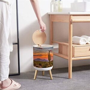 Small Trash Can with Lid Sonoran Sunset Round Recycle Bin Press Top Dog Proof Wastebasket for Kitchen Bathroom Bedroom Office 7L/1.8 Gallon