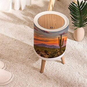 Small Trash Can with Lid Sonoran Sunset Round Recycle Bin Press Top Dog Proof Wastebasket for Kitchen Bathroom Bedroom Office 7L/1.8 Gallon