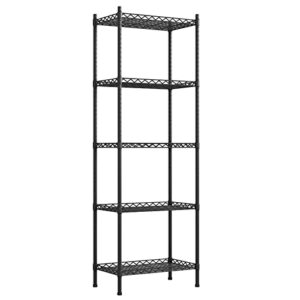 5-shelf adjustable shelves metal storage rack adjustable metal storage shelving heavy duty storage shelving (black)