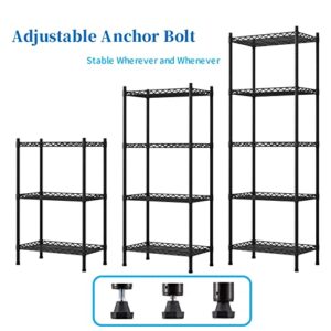 5-Shelf Adjustable Shelves Metal Storage Rack Adjustable Metal Storage Shelving Heavy Duty Storage Shelving (Black)