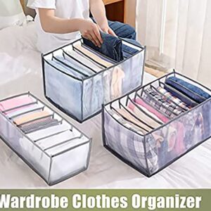 Vertrauen 3PCS Clothes Organizer, Foldable Closet Organizer, 7 Grids Drawer Dividers Storage Basket for T Shirt, Pants, Underwear, Panties, Socks