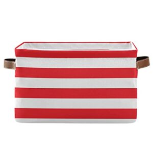 ahomy storage basket red and white striped cube storage bins organizer bag with handles 1-pack