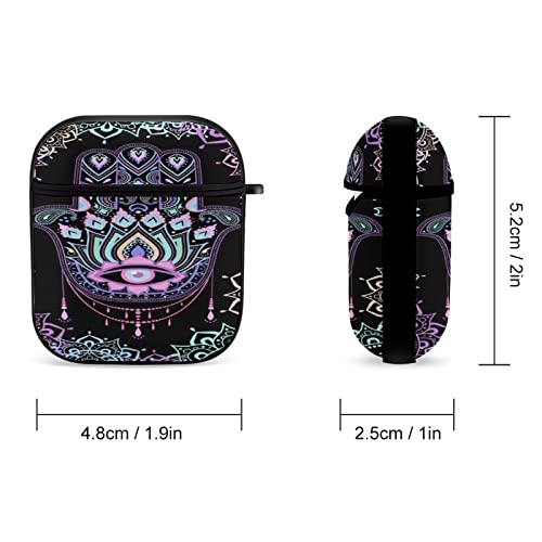 fuinhi Evil Eyes Lucky Hand AirPods 2 Case PC Full Cover Custom Protective Compatible with Airpods 1 Earphones Skin with Carabiner