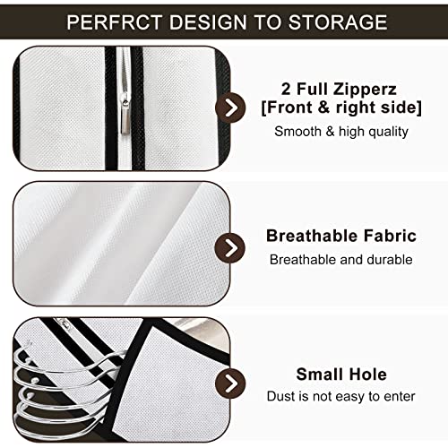 BiCINE 40" Garment Bags for Hanging Clothes, Clear Suit Bags for Closet Storage Travel with 2 Zippers, 4" Gusset Breathable Clothes Garment Cover for Coats Sweaters Shirts Dress (White, 3 Pack)