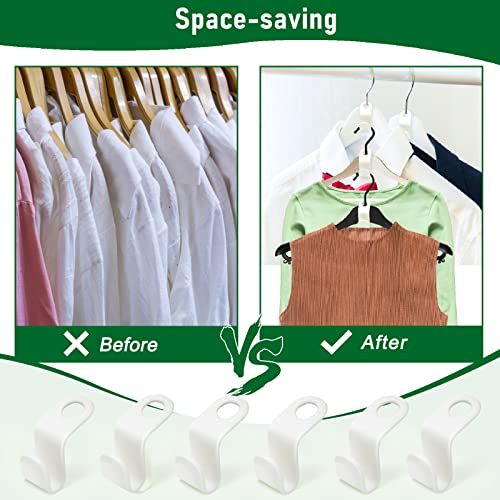 Coitak 20 PCS Clothes Hanger Connector Hooks, Mini Cascading Hanger Hooks Extender Clips, Space Saver Plastic Hangers Closet Organizer, White