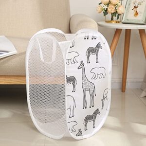 pop-up laundry hamper quality mesh collapsible laundry basket dirty clothes basket with carry handles(1 pack-white)