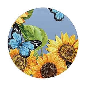 Sunflower and Butterfly Floral Pattern Phone Popper PopSockets Swappable PopGrip