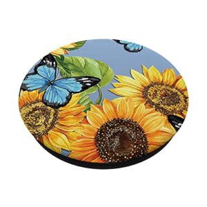 Sunflower and Butterfly Floral Pattern Phone Popper PopSockets Swappable PopGrip