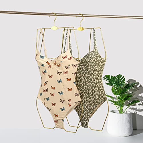 Gold Full Body Shape Metal Wire Swimwear Swimsuit Display Hangers for Dress，Bikini，Lingerie Hangers(10 Pack ，Gold)