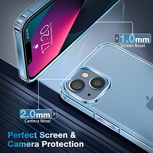 LK [5-in-1 for iPhone 13 Case, with 2 Pack Tempered Glass Screen Protector + 2 Packs Lens Protector, Matte-Finish, All-Round Protection, Shockproof, Anti-Scratches Kit for iPhone 13 case