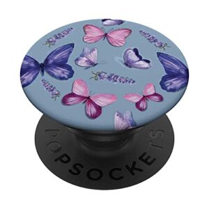 lavender purple butterfly pattern phone popper popsockets swappable popgrip