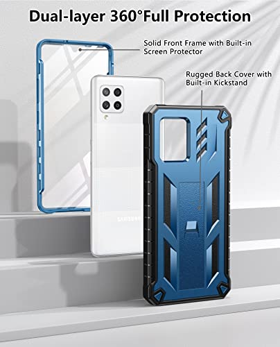 SOiOS for Samsung Galaxy A42-5G Case: TPU Soft Shockproof Protection | Hard Armor Design Shell - Heavy Duty Military Grade Drop Proof Durable Cell Phone Protective Cover with Kickstand for A42 Blue