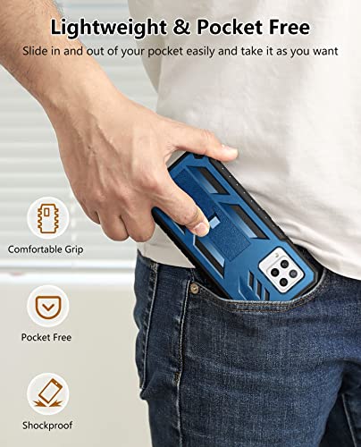 SOiOS for Samsung Galaxy A42-5G Case: TPU Soft Shockproof Protection | Hard Armor Design Shell - Heavy Duty Military Grade Drop Proof Durable Cell Phone Protective Cover with Kickstand for A42 Blue