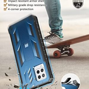 SOiOS for Samsung Galaxy A42-5G Case: TPU Soft Shockproof Protection | Hard Armor Design Shell - Heavy Duty Military Grade Drop Proof Durable Cell Phone Protective Cover with Kickstand for A42 Blue