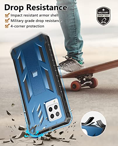 SOiOS for Samsung Galaxy A42-5G Case: TPU Soft Shockproof Protection | Hard Armor Design Shell - Heavy Duty Military Grade Drop Proof Durable Cell Phone Protective Cover with Kickstand for A42 Blue