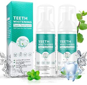 foam toothpaste kids for electric toothbrush,fluoride free natural formula foam toothpaste,ultra-fine mousse foam deeply cleaning gums,stain removal,oral care toothpaste,replace mouthwash,2pcs x 60ml