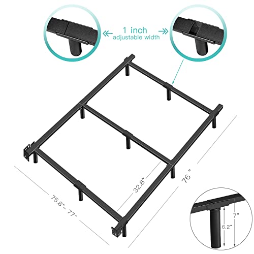 JOM Metal Bed Frame King Size Platform Bedframe for Box Spring and Mattress Black Bed Rails Heavy Duty