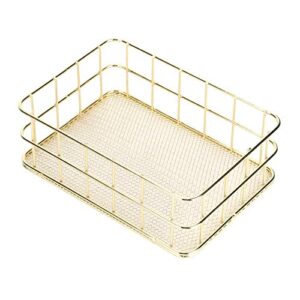 desktop metal storage basket, gold grid storage tray net basket storage bins fruit basket home decoration ornaments(s)