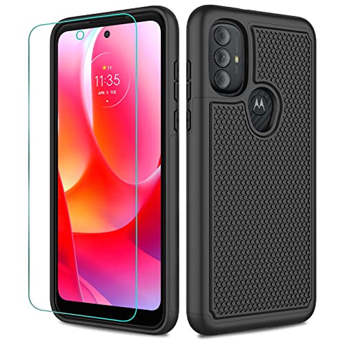 NTZW for Moto G Power 2022 Phone Case: Drop Protective Phone Case Cover | Anti-Slip Grip & Shock-Proof Silicone TPU Bumper | Dual-Layer Heavy Duty Case (Dark Black)