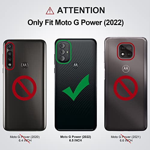 NTZW for Moto G Power 2022 Phone Case: Drop Protective Phone Case Cover | Anti-Slip Grip & Shock-Proof Silicone TPU Bumper | Dual-Layer Heavy Duty Case (Dark Black)