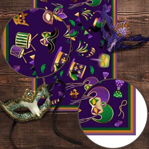 Pudodo Mardi Gras Table Runner Carnival Mask Fleur De Lis Tablecloth New Orleans Masquerade Party Kitchen Dining Home Decoration (13" x 72")